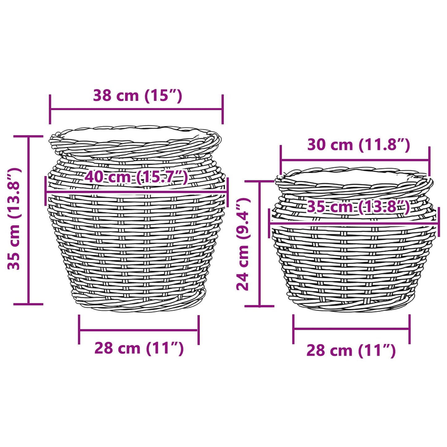 Planter Basket with Storage 2 pcs Grey Lacak Rattan
