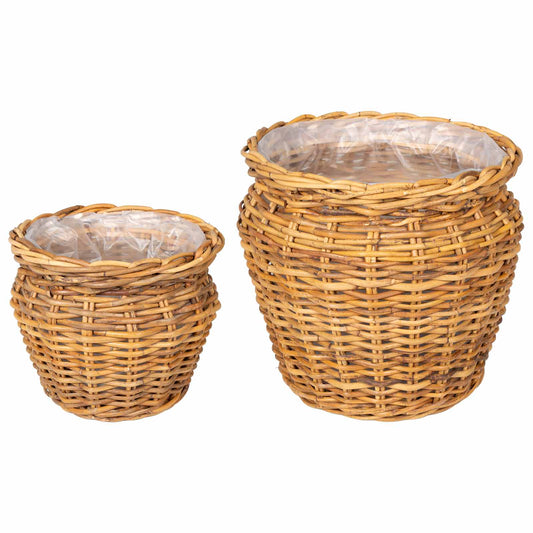 Planter Basket GENDT 2 pcs Natural Brown Kubu Rattan Planter Basket GENDT 2 pcs Natural Brown Kubu Rattan