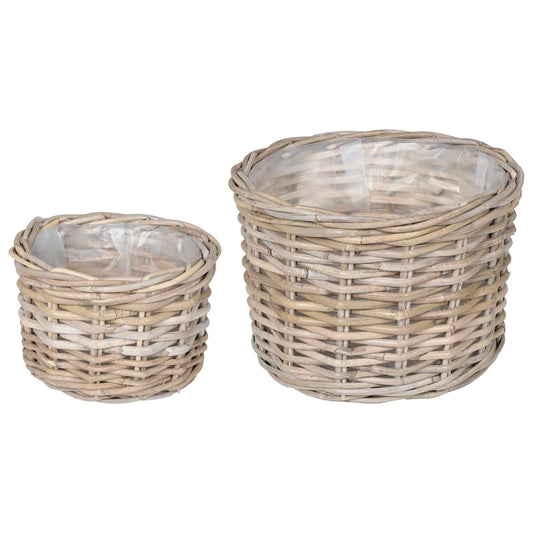 Planter Basket GENDT 2 pcs Natural Grey Kubu Rattan Planter Basket GENDT 2 pcs Natural Grey Kubu Rattan