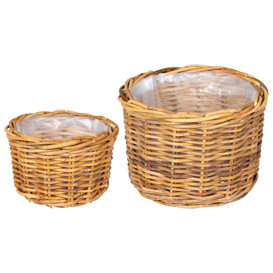 Planter Basket GENDT 2 pcs Natural Brown Kubu Rattan Planter Basket GENDT 2 pcs Natural Brown Kubu Rattan