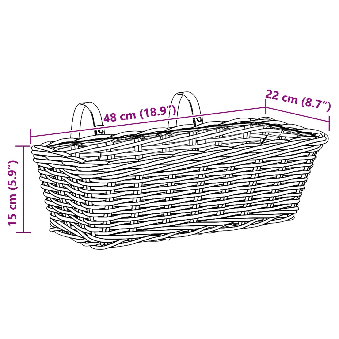 Hanging Planter Basket 2 pcs Grey 48 x 22 x 15 cm Lacak Rattan