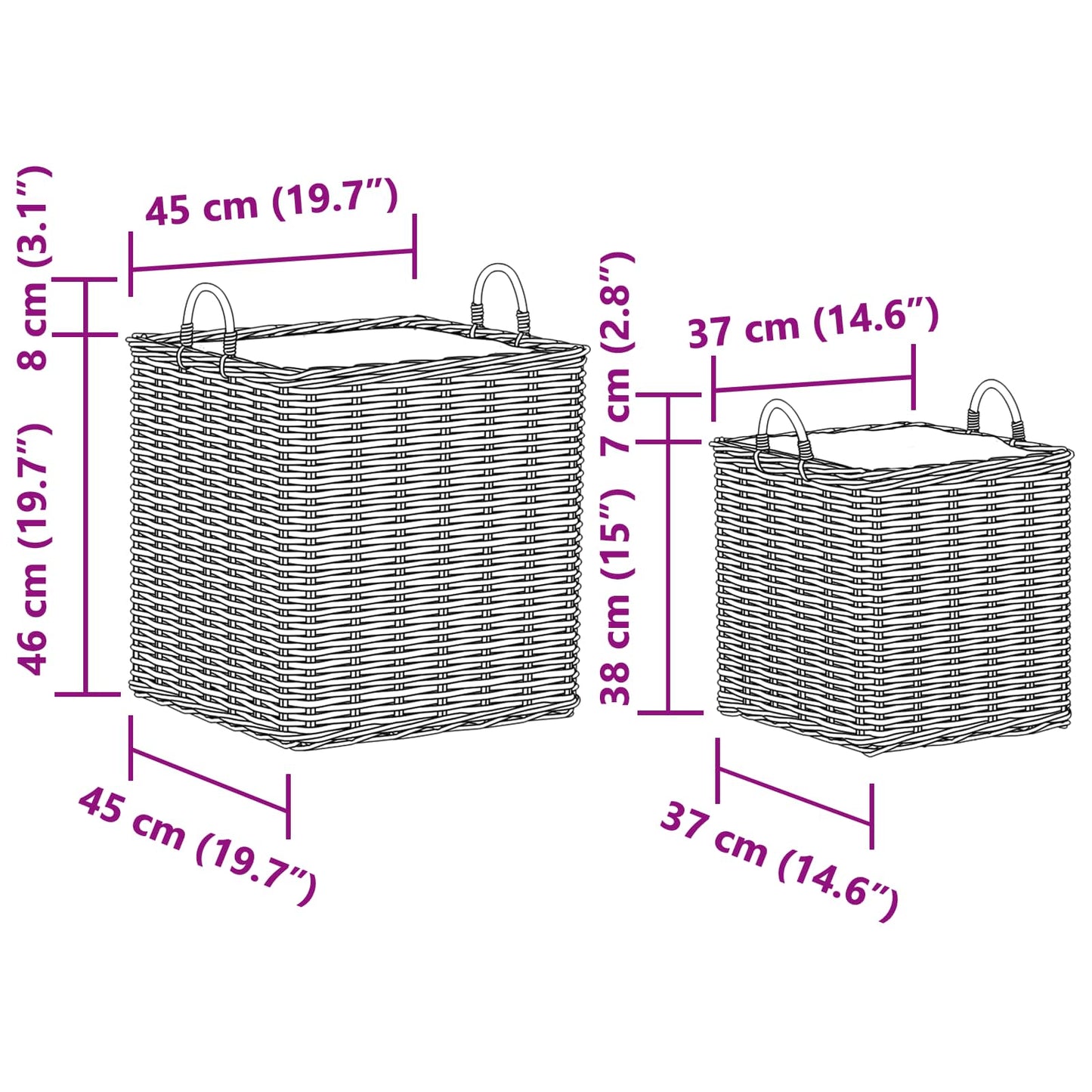 Planter Basket with Storage 2 pcs Grey Lacak Rattan
