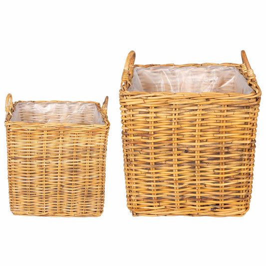 Planter Basket GENDT 2 pcs Natural Brown Kubu Rattan Planter Basket GENDT 2 pcs Natural Brown Kubu Rattan