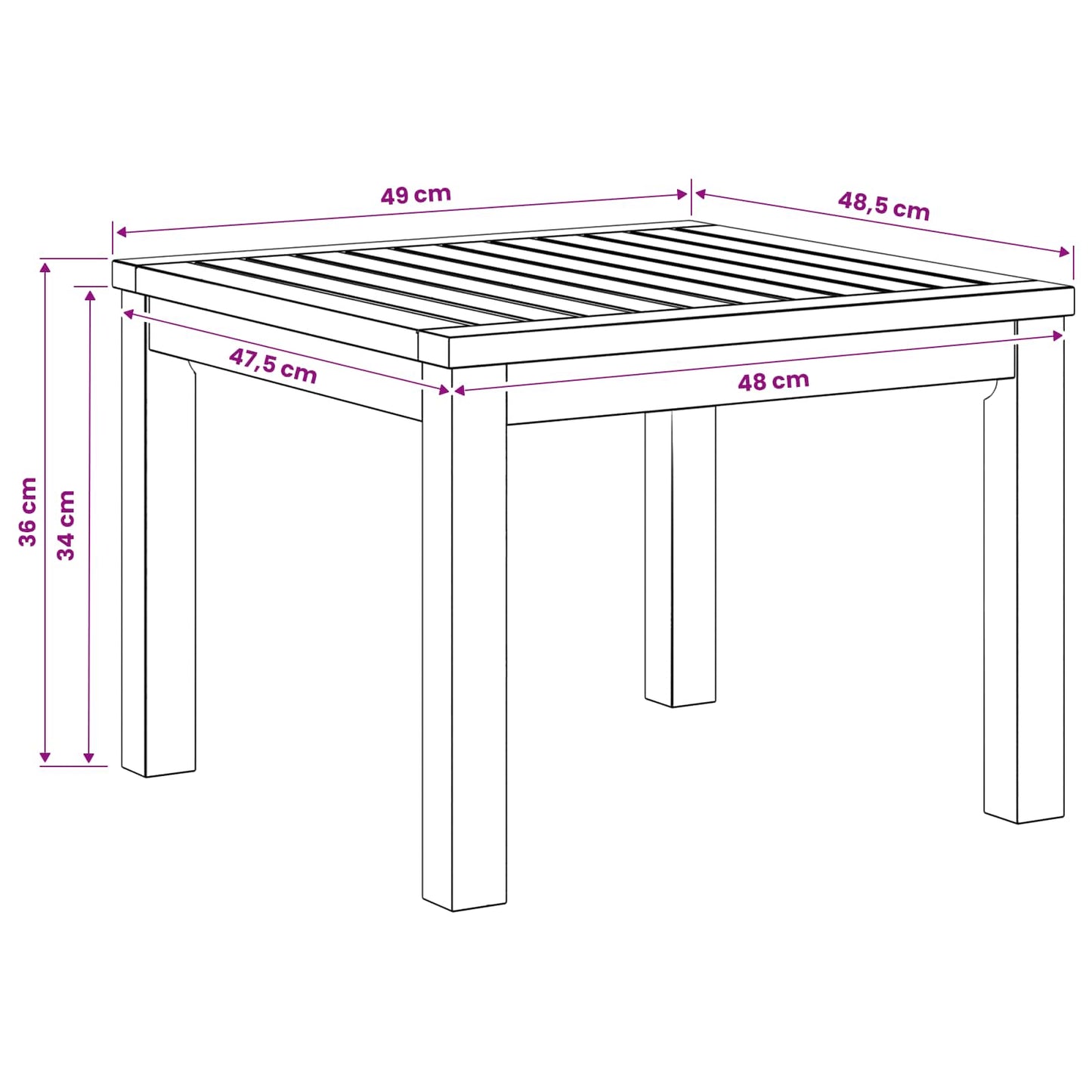 Coffee Table Natural 50 x 48.5 x 36 cm Solid Acacia Wood