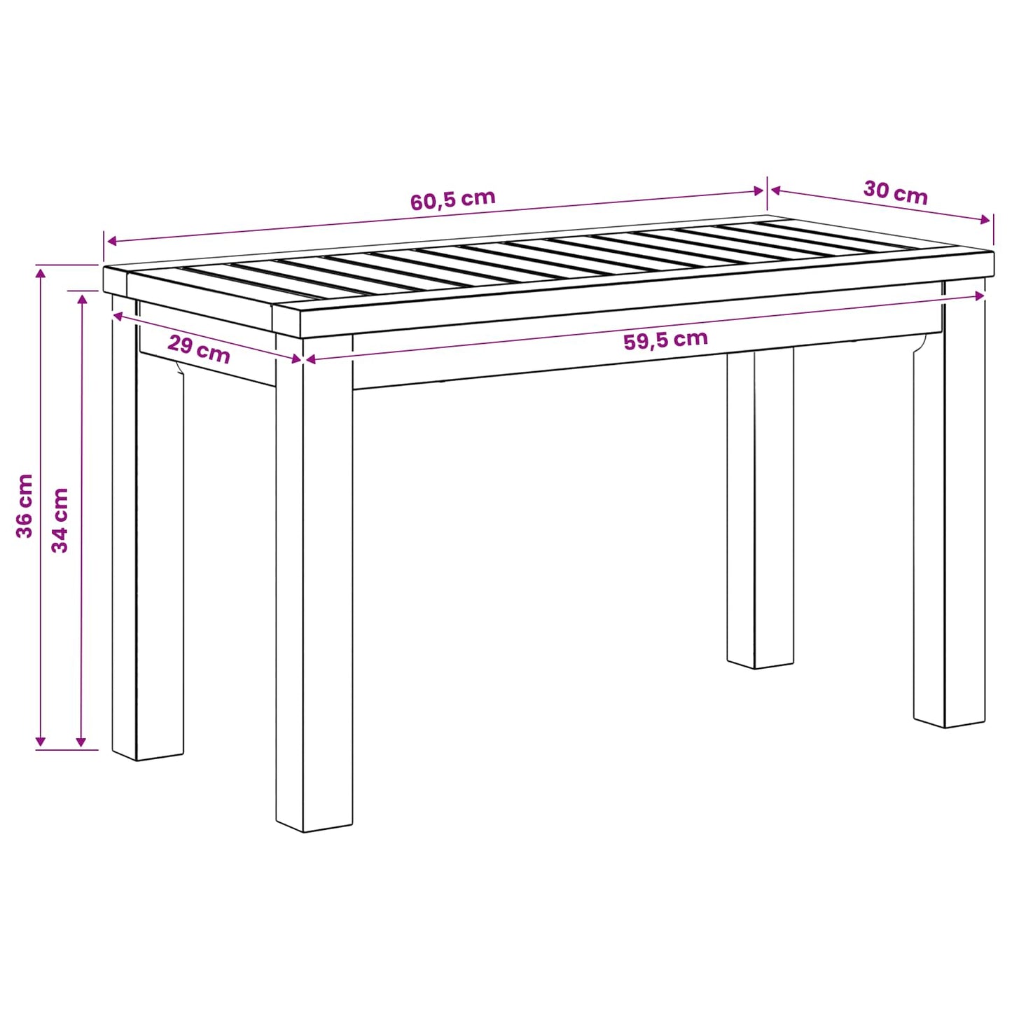 Coffee Table Natural 60.5 x 30 x 36 cm Solid Acacia Wood