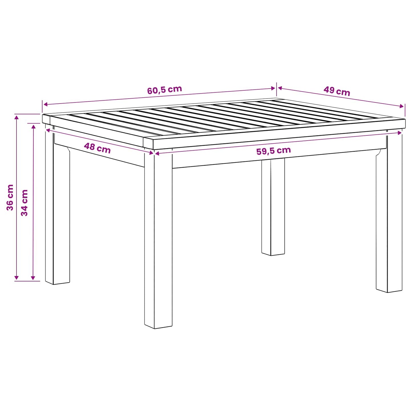Coffee Table Natural 50 x 60.5 x 36 cm Solid Acacia Wood
