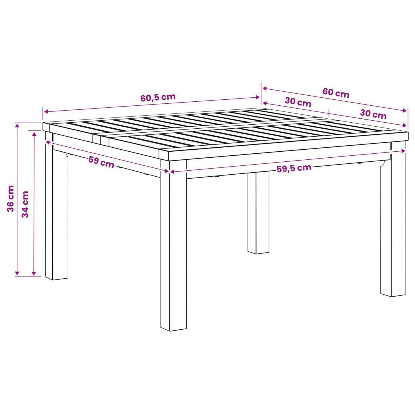 Coffee Table White 60 x 60.5 x 36 cm Solid Acacia Wood
