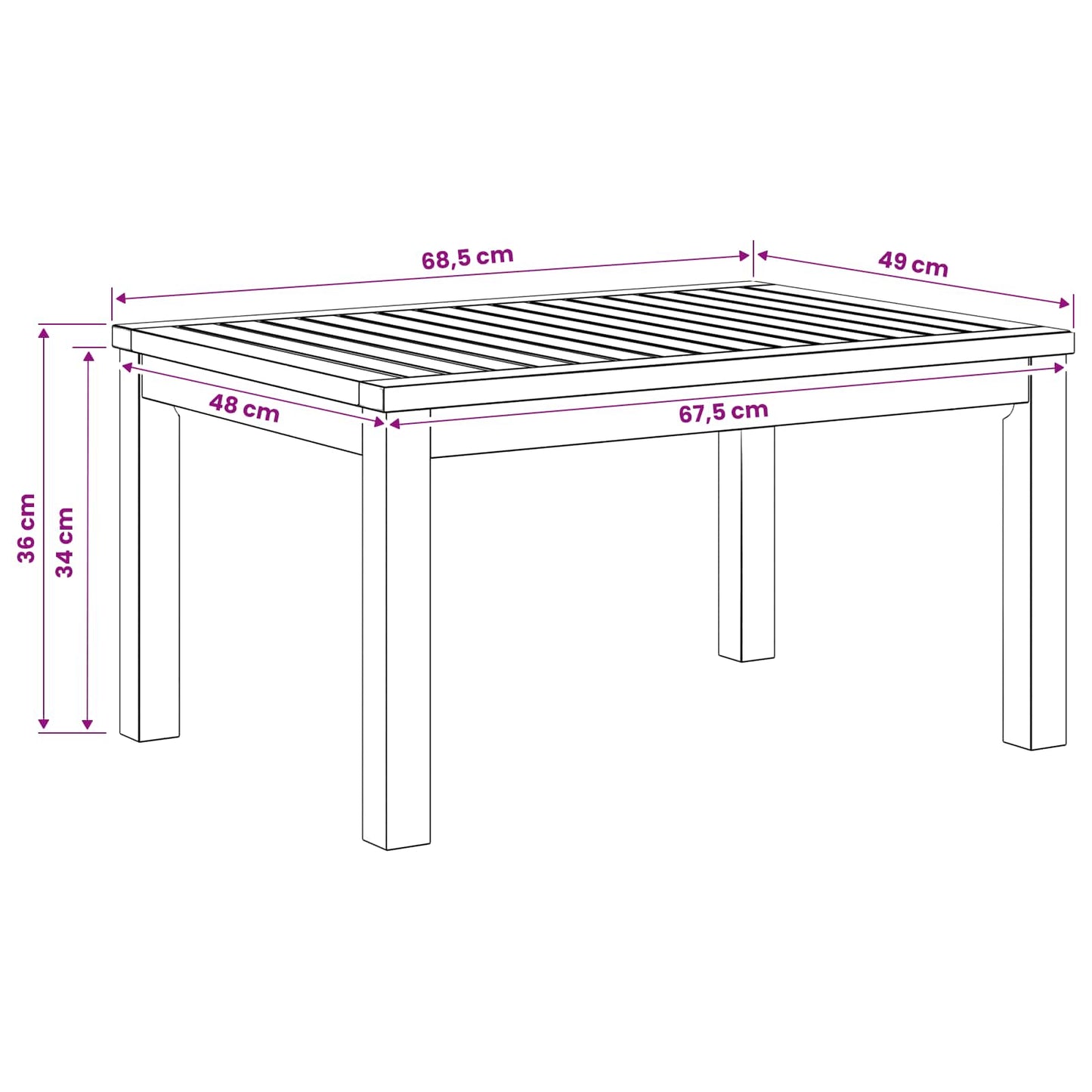 Coffee Table White 50 x 68.5 x 36 cm Solid Acacia Wood