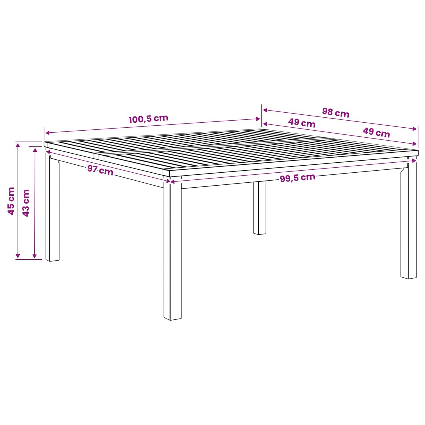 Coffee Table White 100 x 100.5 x 45 cm Solid Acacia Wood