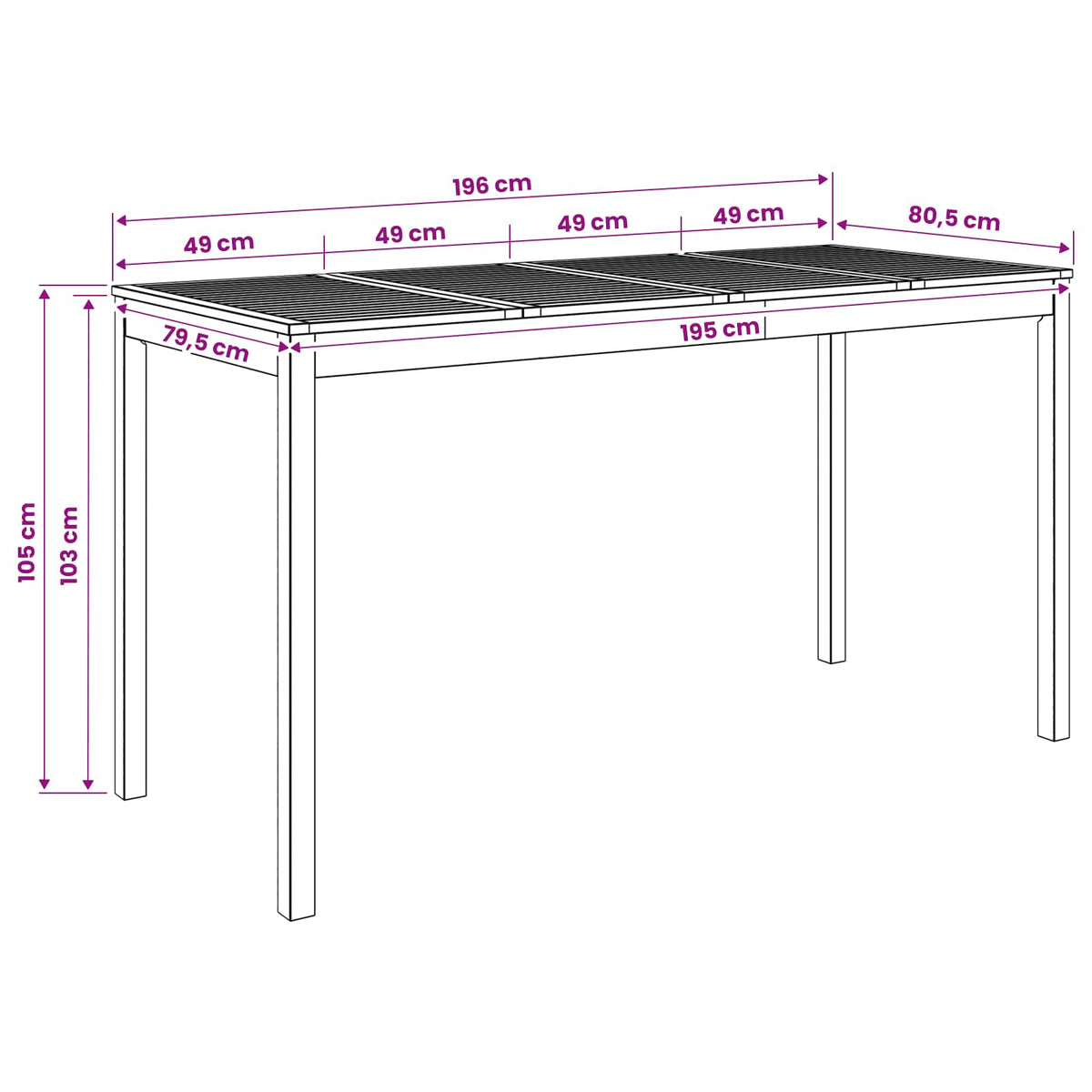 Garden Bar Table White 196 x 80.5 x 105 cm Solid Acacia Wood
