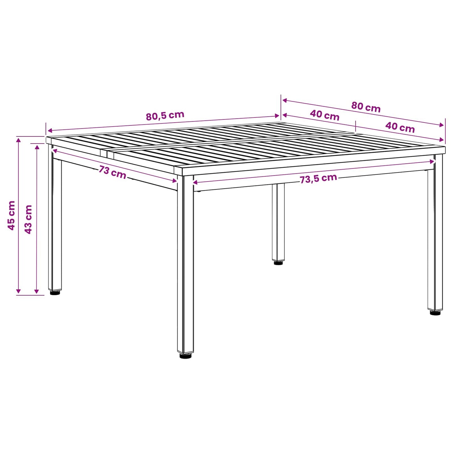 Coffee Table White and Black 80 x 80.5 x 45 cm