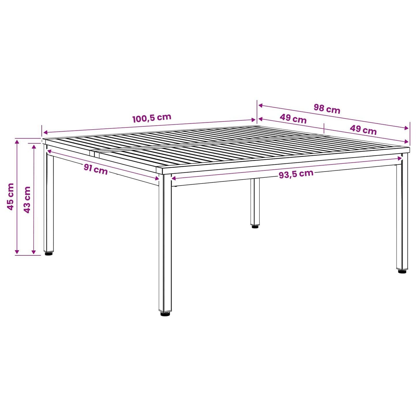 Coffee Table White and Black 100 x 100.5 x 45 cm