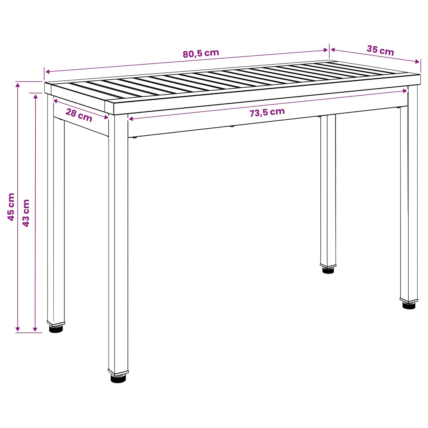Garden Bench 80.5 x 35 x 45 cm Solid Acacia Wood White