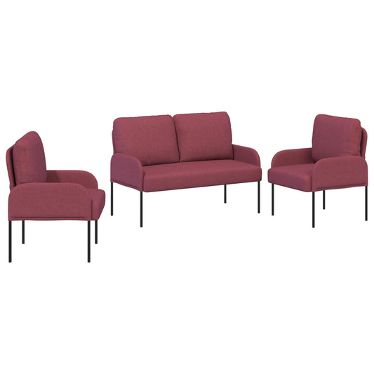Sofa Sets with Cushion 3 pcs Wine Red 115 x 56 x 80 cm Plywood Sofa Sets with Cushion 3 pcs Wine Red 115 x 56 x 80 cm Plywood