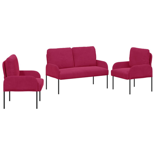 Sofa Sets with Cushion 3 pcs Wine Red 115 x 56 x 80 cm Plywood Sofa Sets with Cushion 3 pcs Wine Red 115 x 56 x 80 cm Plywood