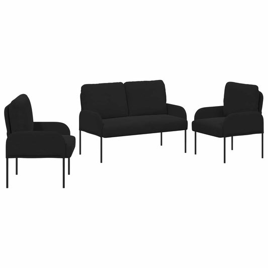Sofa Sets with Cushion 3 pcs Black 115 x 56 x 80 cm Plywood Sofa Sets with Cushion 3 pcs Black 115 x 56 x 80 cm Plywood