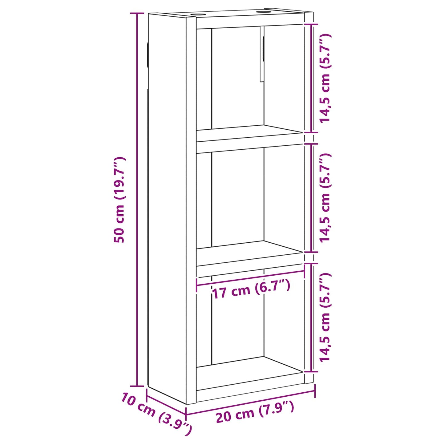 Bathroom Wall Cabinet Black Oak 20 x 10 x 50 cm Engineered wood
