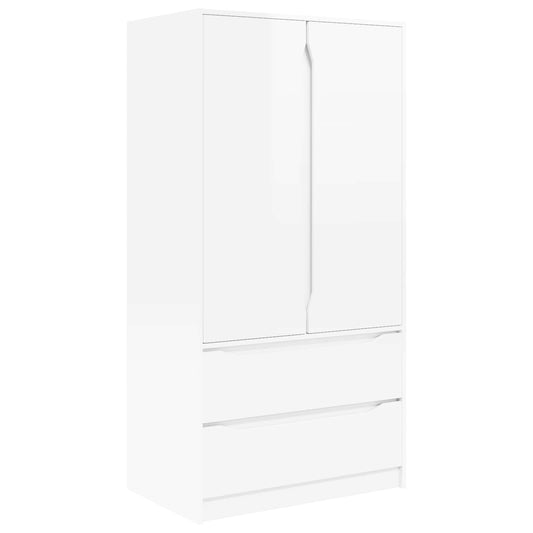 Wardrobe High Gloss White 79.5 x 49 x 156 cm Engineered Wood Wardrobe High Gloss White 79.5 x 49 x 156 cm Engineered Wood