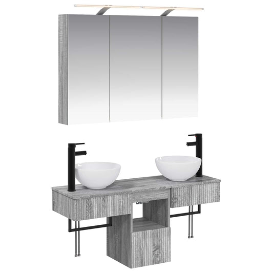 Bathroom Cabinet Set 4 pcs Grey Sonoma Engineered Wood Bathroom Cabinet Set 4 pcs Grey Sonoma Engineered Wood