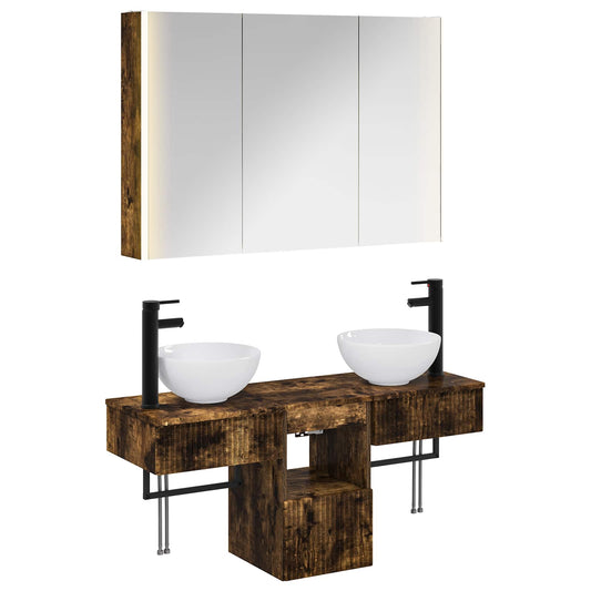 Bathroom Cabinet Set 4 pcs Smoked Oak 103.5 x 15.5 x 70 cm Bathroom Cabinet Set 4 pcs Smoked Oak 103.5 x 15.5 x 70 cm