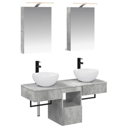 Bathroom Cabinet Set 5 pcs Concrete Grey 40 x 10.5 x 60.5 cm Bathroom Cabinet Set 5 pcs Concrete Grey 40 x 10.5 x 60.5 cm