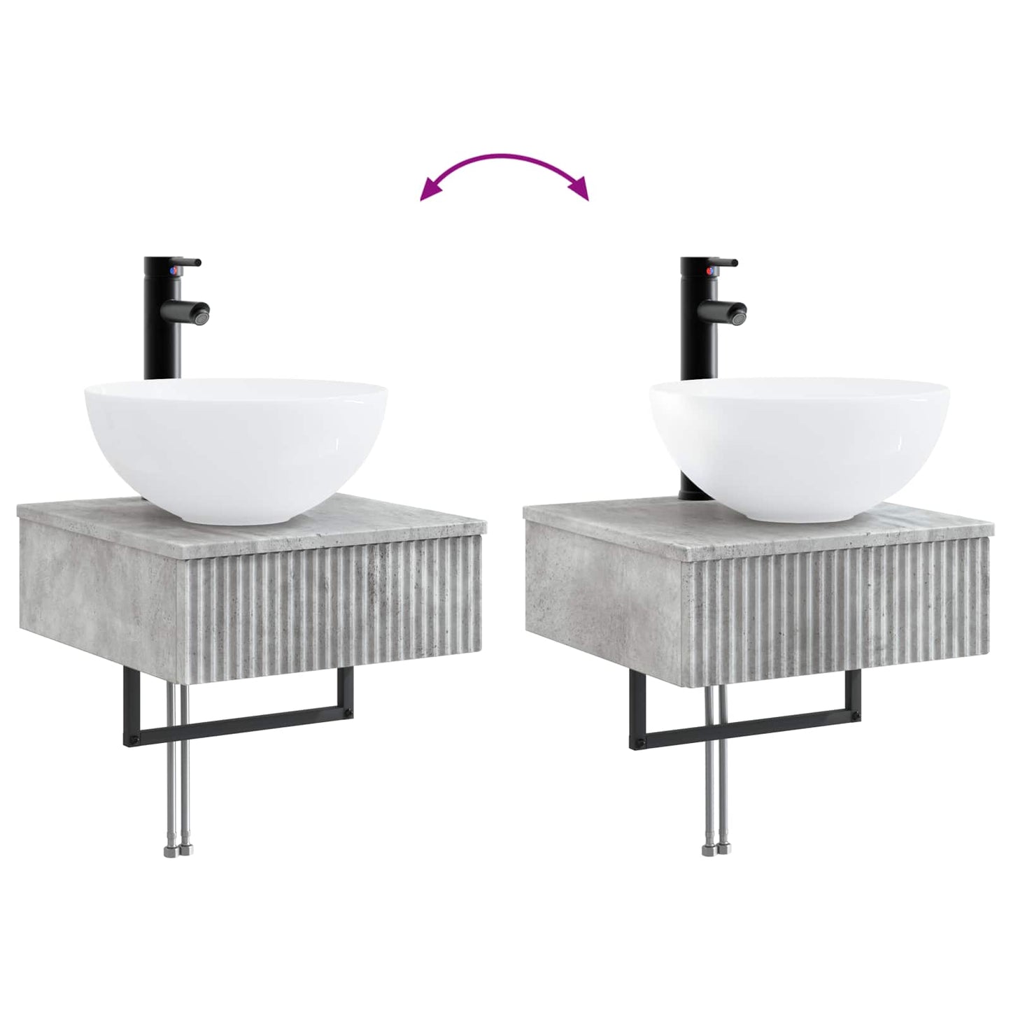 Bathroom Cabinet Set 5 pcs Concrete Grey 40 x 10.5 x 60.5 cm
