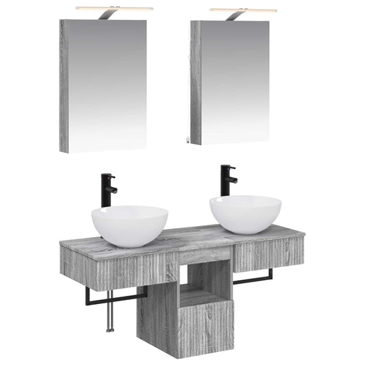 Bathroom Cabinet Set 5 pcs Grey Sonoma 40 x 10.5 x 60.5 cm Bathroom Cabinet Set 5 pcs Grey Sonoma 40 x 10.5 x 60.5 cm