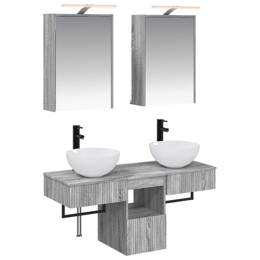 Bathroom Cabinet Set 5 pcs Grey Sonoma 43 x 16 x 62.5 cm Bathroom Cabinet Set 5 pcs Grey Sonoma 43 x 16 x 62.5 cm