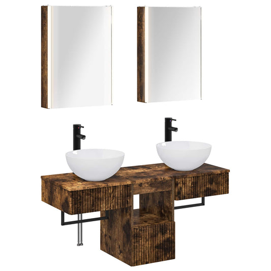 Bathroom Cabinet Set 5 pcs Smoked Oak Engineered Wood Bathroom Cabinet Set 5 pcs Smoked Oak Engineered Wood