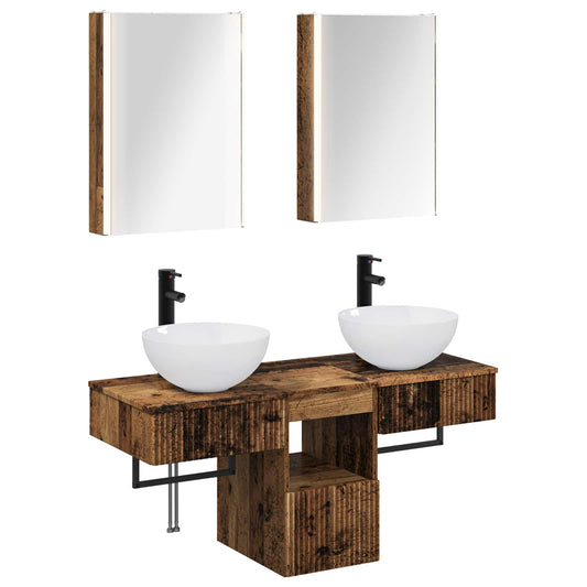 Bathroom Cabinet Set 5 pcs Old Wood Engineered Wood Bathroom Cabinet Set 5 pcs Old Wood Engineered Wood