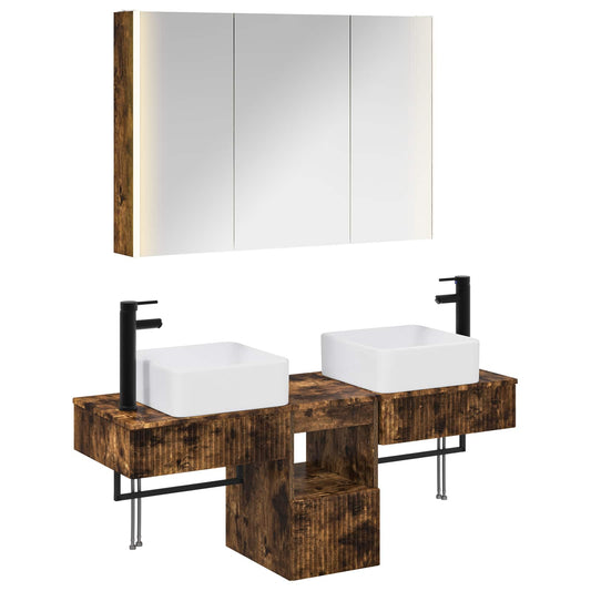 Bathroom Cabinet Set 4 pcs Smoked Oak 103.5 x 15.5 x 70 cm Bathroom Cabinet Set 4 pcs Smoked Oak 103.5 x 15.5 x 70 cm
