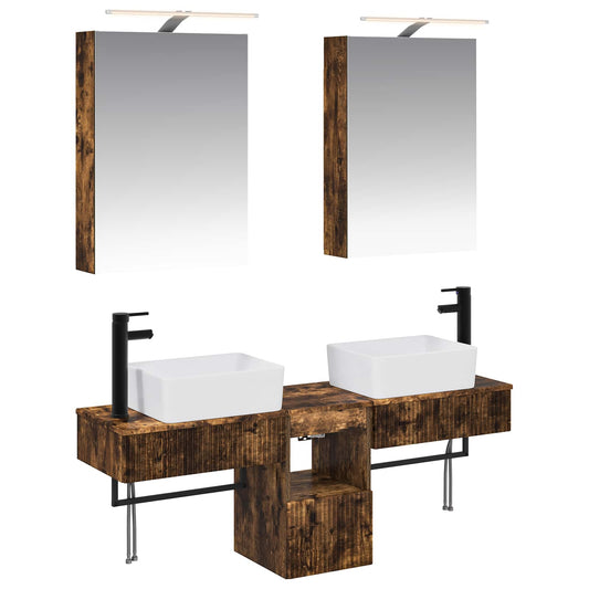 Bathroom Cabinet Set 5 pcs Smoked Oak 50 x 14.5 x 70 cm Bathroom Cabinet Set 5 pcs Smoked Oak 50 x 14.5 x 70 cm