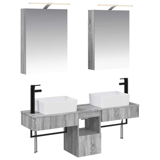 Bathroom Cabinet Set 5 pcs Grey Sonoma 50 x 14.5 x 70 cm Bathroom Cabinet Set 5 pcs Grey Sonoma 50 x 14.5 x 70 cm