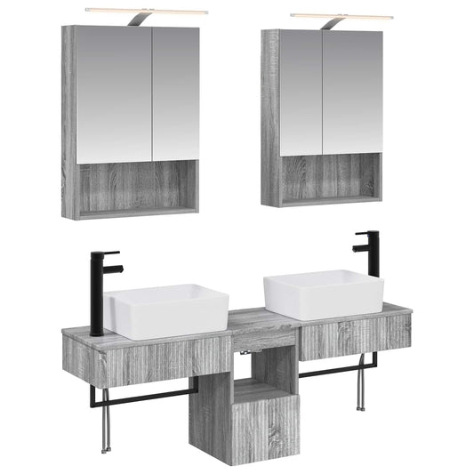 Bathroom Cabinet Set 5 pcs Grey Sonoma 50 x 14.5 x 70 cm Bathroom Cabinet Set 5 pcs Grey Sonoma 50 x 14.5 x 70 cm
