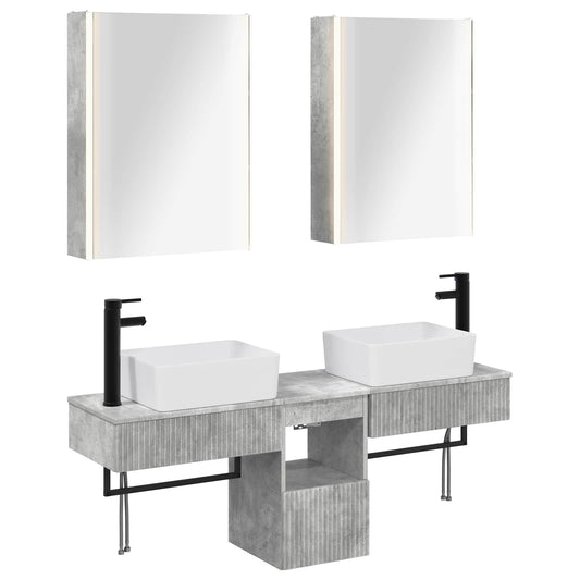 Bathroom Cabinet Set 5 pcs Concrete Grey 53 x 15.5 x 70 cm Bathroom Cabinet Set 5 pcs Concrete Grey 53 x 15.5 x 70 cm