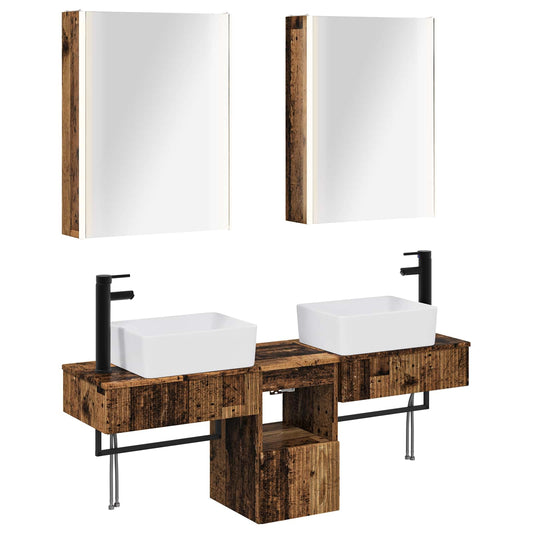 Bathroom Cabinet Set 5 pcs Old Wood 53 x 15.5 x 70 cm Bathroom Cabinet Set 5 pcs Old Wood 53 x 15.5 x 70 cm