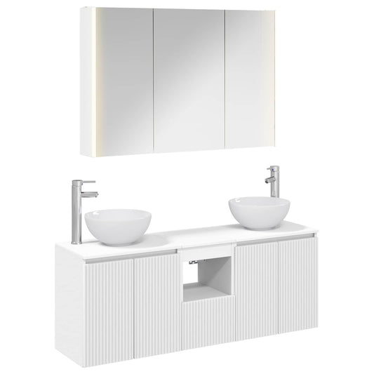 Bathroom Cabinet Set 4 pcs White 103.5 x 15.5 x 70 cm Bathroom Cabinet Set 4 pcs White 103.5 x 15.5 x 70 cm
