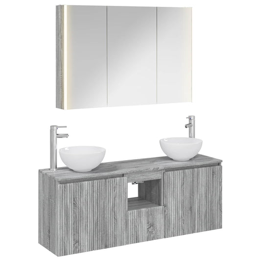 Bathroom Cabinet Set 4 pcs Grey Sonoma 103.5 x 15.5 x 70 cm Bathroom Cabinet Set 4 pcs Grey Sonoma 103.5 x 15.5 x 70 cm