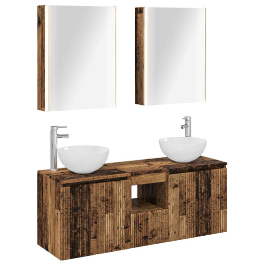 Bathroom Cabinet Set 5 pcs Old Wood 53 x 15.5 x 70 cm Bathroom Cabinet Set 5 pcs Old Wood 53 x 15.5 x 70 cm