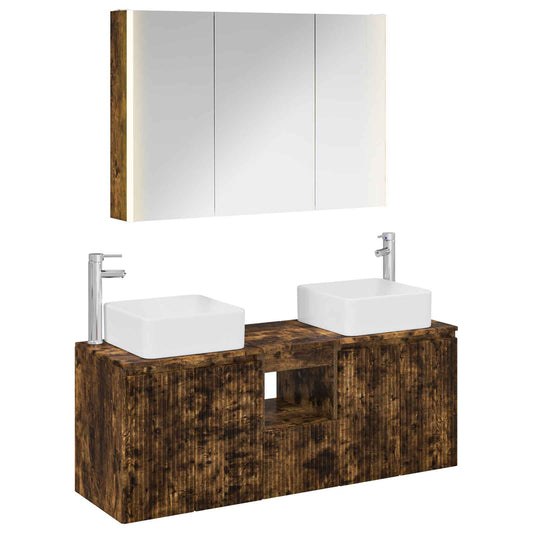 Bathroom Cabinet Set 4 pcs Smoked Oak Engineered Wood Bathroom Cabinet Set 4 pcs Smoked Oak Engineered Wood