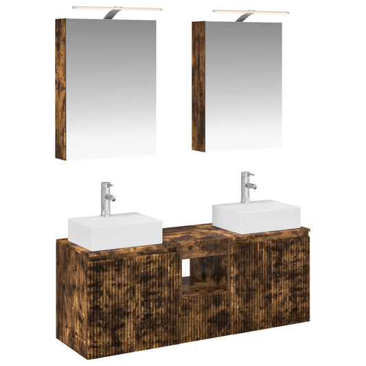 Bathroom Cabinet Set 5 pcs Smoked Oak Engineered Wood Bathroom Cabinet Set 5 pcs Smoked Oak Engineered Wood