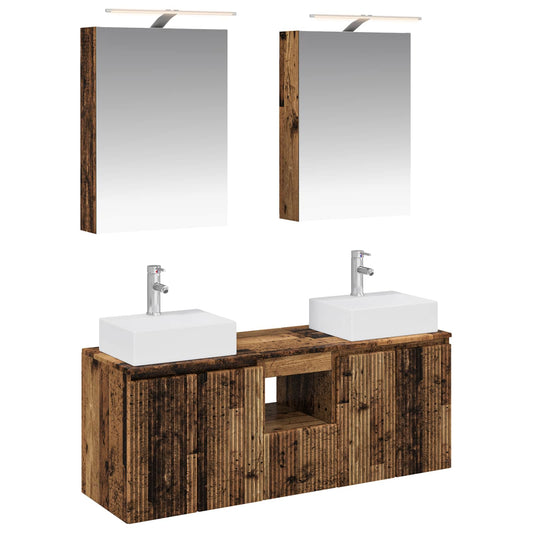 Bathroom Cabinet Set 5 pcs Old Wood Engineered Wood Bathroom Cabinet Set 5 pcs Old Wood Engineered Wood