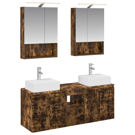Bathroom Cabinet Set 5 pcs Smoked Oak Engineered Wood Bathroom Cabinet Set 5 pcs Smoked Oak Engineered Wood