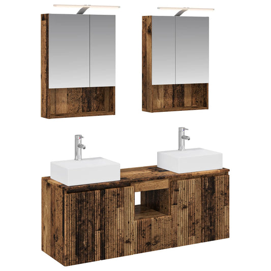 Bathroom Cabinet Set 5 pcs Old Wood Engineered Wood Bathroom Cabinet Set 5 pcs Old Wood Engineered Wood