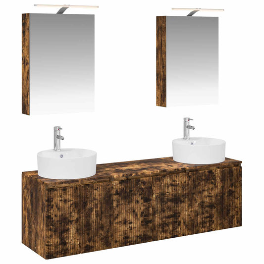 Bathroom Cabinet Set 5 pcs Smoked Oak Engineered Wood Bathroom Cabinet Set 5 pcs Smoked Oak Engineered Wood