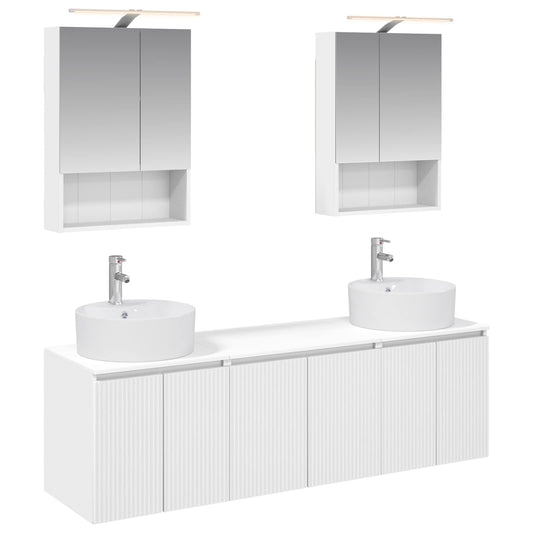 Bathroom Cabinet Set 5 pcs White Engineered Wood Bathroom Cabinet Set 5 pcs White Engineered Wood