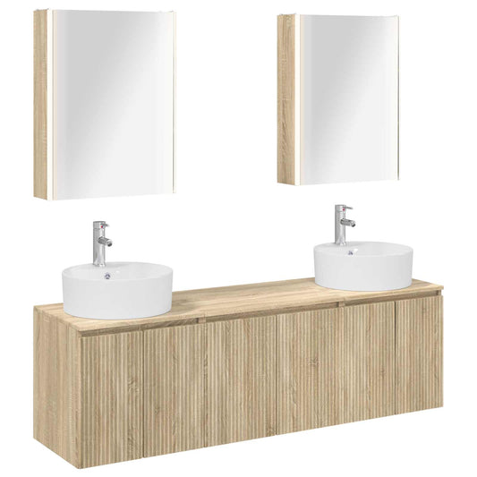 Bathroom Cabinet Set 5 pcs Sonoma Oak Engineered Wood Bathroom Cabinet Set 5 pcs Sonoma Oak Engineered Wood