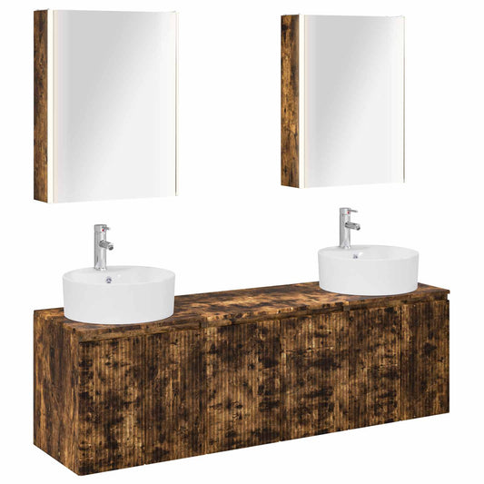 Bathroom Cabinet Set 5 pcs Smoked Oak Engineered Wood Bathroom Cabinet Set 5 pcs Smoked Oak Engineered Wood