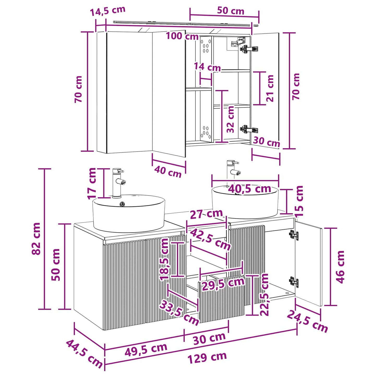 Bathroom Cabinet Set 4 pcs Sonoma Oak Engineered Wood