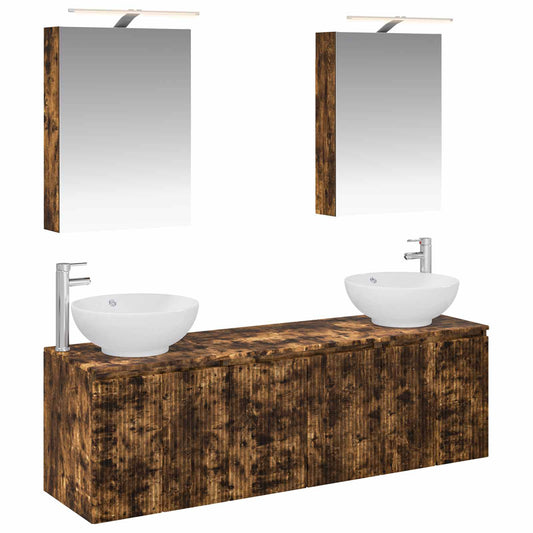 Bathroom Cabinet Set 5 pcs Smoked Oak Engineered Wood Bathroom Cabinet Set 5 pcs Smoked Oak Engineered Wood